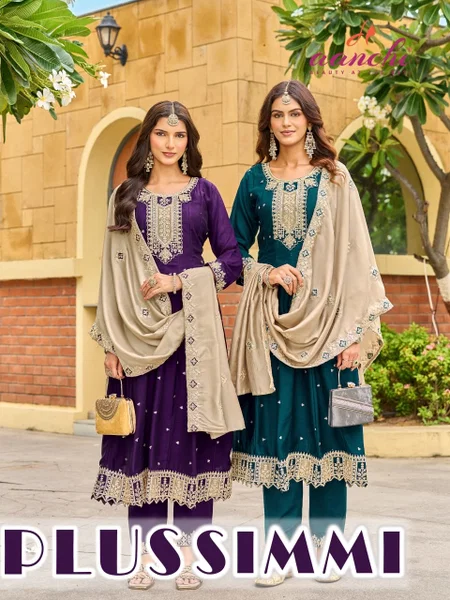 Plus Simmi By Aanchi Vichitra Silk Anarkali Kurti Suits 